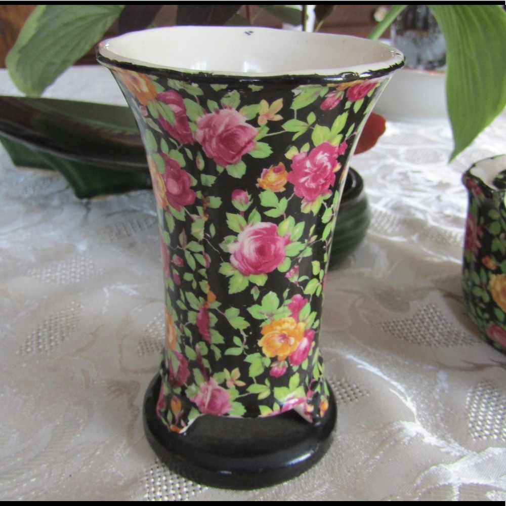 Vintage Japan Chintz Vase and Orange Juicer Reamer Squeezer